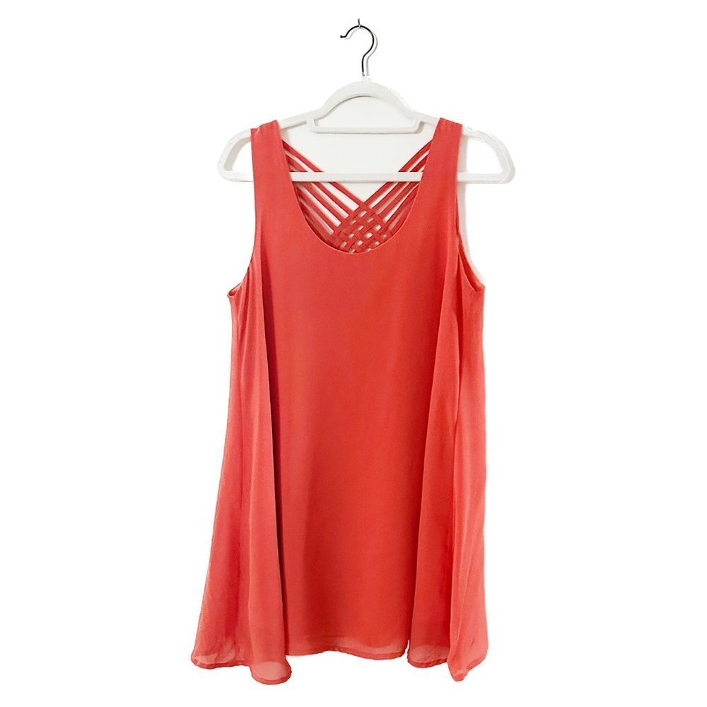 UMGEE Sleeveless Mini Shift Dress with Crisscross Back - Orange - Size Medium